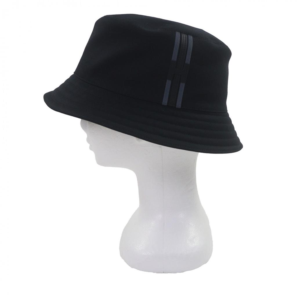Pristine HERMES hat Fred H Fred H Stripe Bucket black cotton mens 58 Used