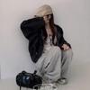 The Pink Loose Fit Semi Crop Two Way Hood Denim Jacket
