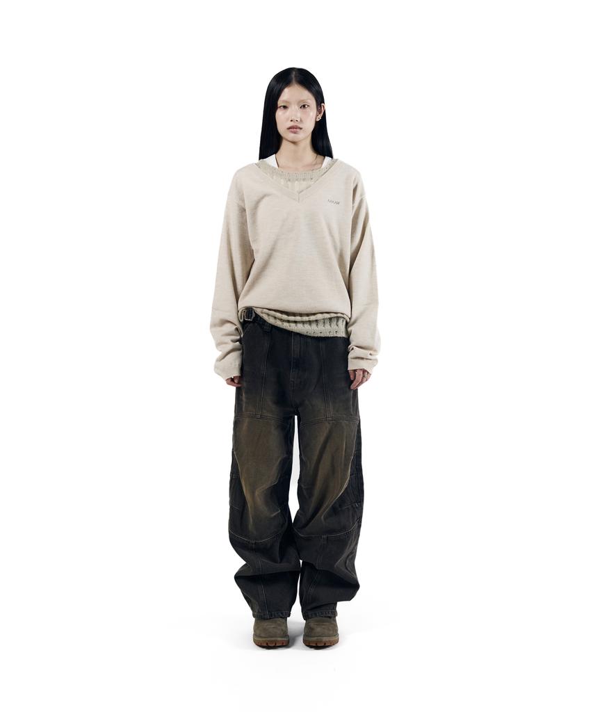 AAKAM Layered V-Neck Knit (Ivory)