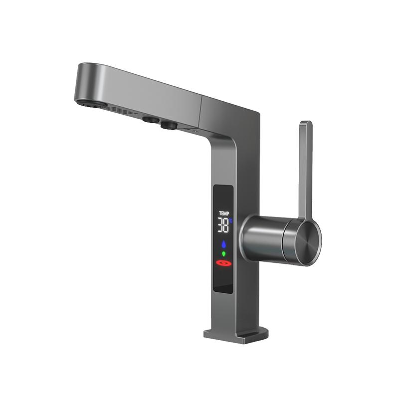 White/Black Temperature Digital Display Bathroom Basin Faucet 360 Rotation Stream Sprayer Hot Cold Water Mixer Sink Tap