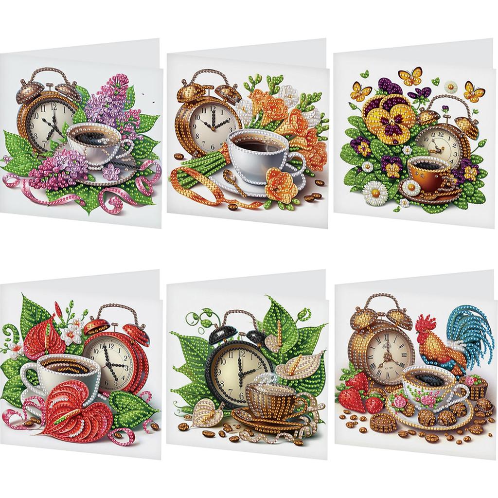 12PCS DIY Diamond Painting Greeting Card Set Rhinestone Diamond Art Mosaic Postcards Creative Birthday & Thanksgiving Card Kit