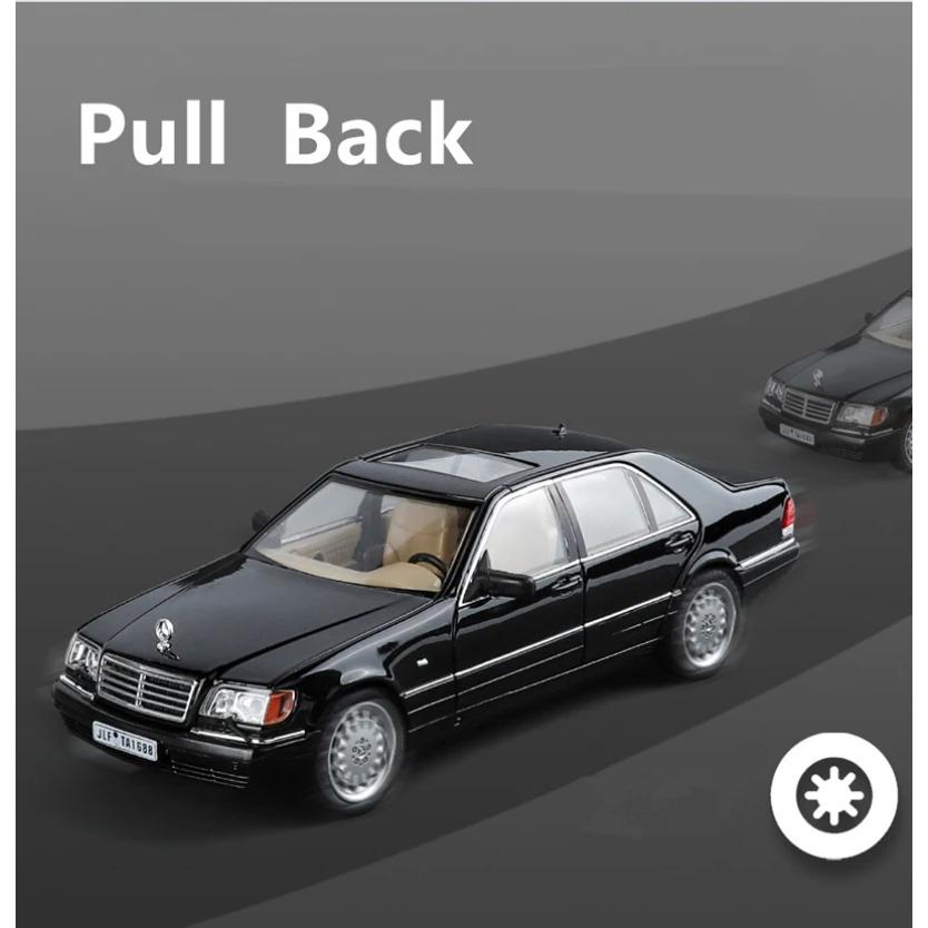 1/24 Benz W140 S320 SEL Alloy Classic Old Car Model Diecasts Metal Retro Vehicles Car Model Sound and Light Collection Kids Toys Gift