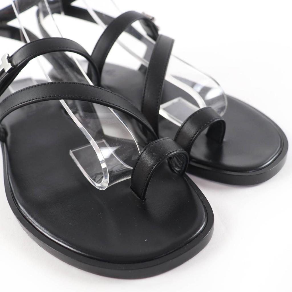 Pristine HERMES Sandals Armoni HMetal Ankle Strap Leather black leather Women 35 Used