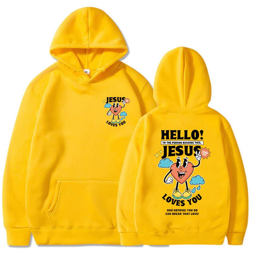 Streetwear Hip Hop Men Clothes Christian Jesus Loves You Bible Verse Sweatshirts Cartoon Graphic Sudaderas Moletom