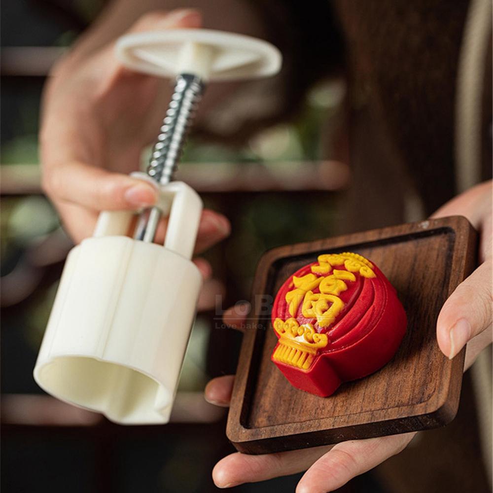 50g Fu Word and Peanut Shape Mooncake Plunger Mold with 1 Dics Mid Autumn Festival Chinese New Year Rice Cake Mould DIY Bakery