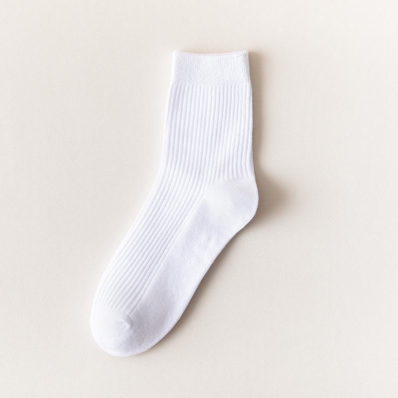 Mid-Tube Sportsocken für Herren - Einfarbige Baumwolle für Frühling, Herbst und Winter
