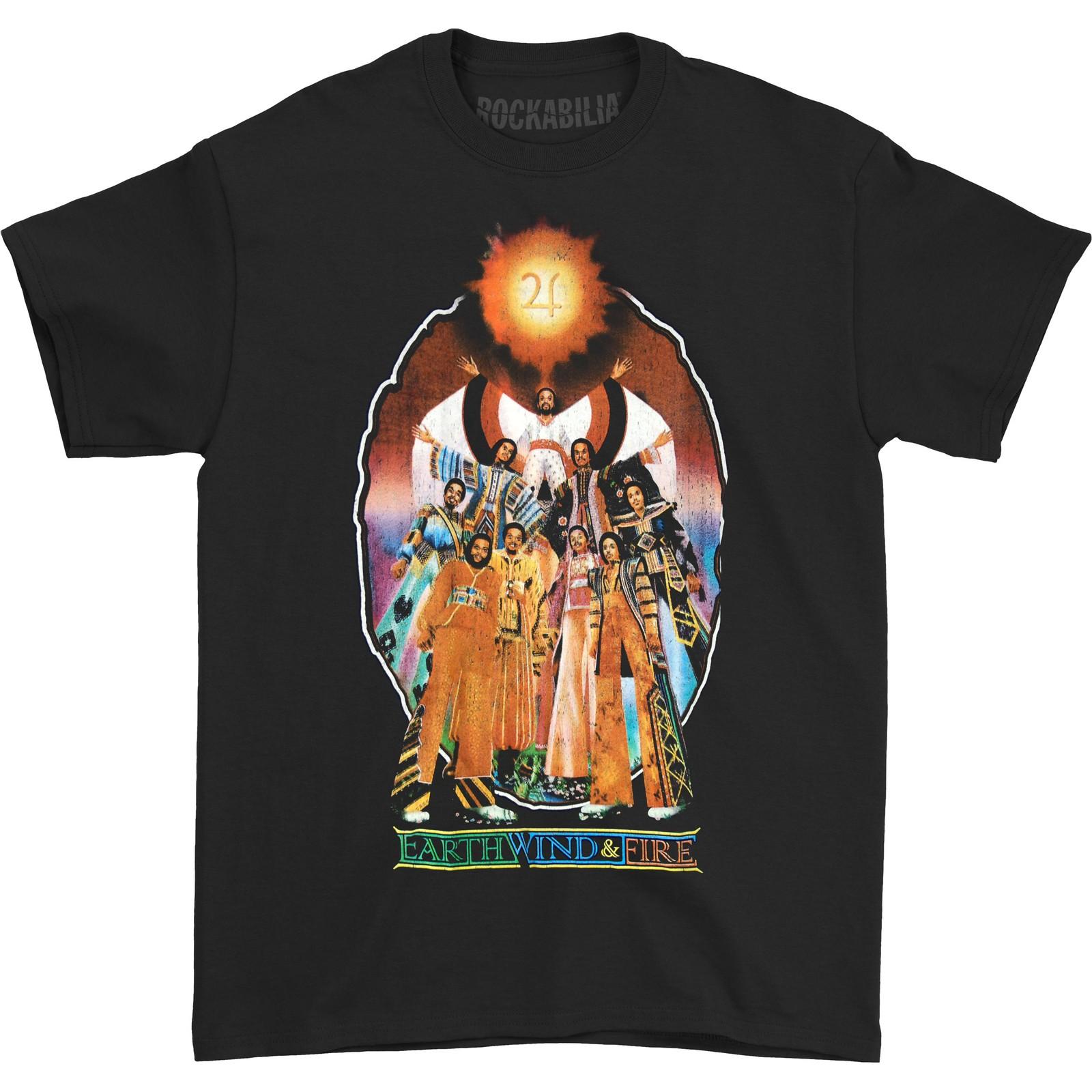 Men s Earth Wind & Fire Let s Groove (Back Print) Slim Fit T-shirt Small Black S