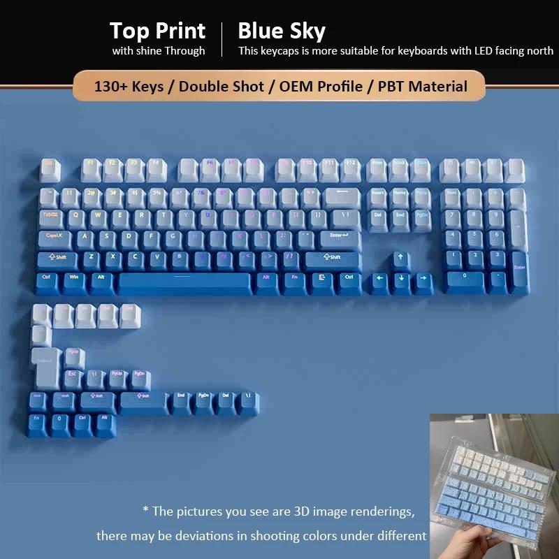 Xiaomi 133+ Gradient Shine through backlit RGB Gamer Keycap For Mx Switch Mechanical Keyboard OEM Profile PBT Keycap ISO Layout Key cap