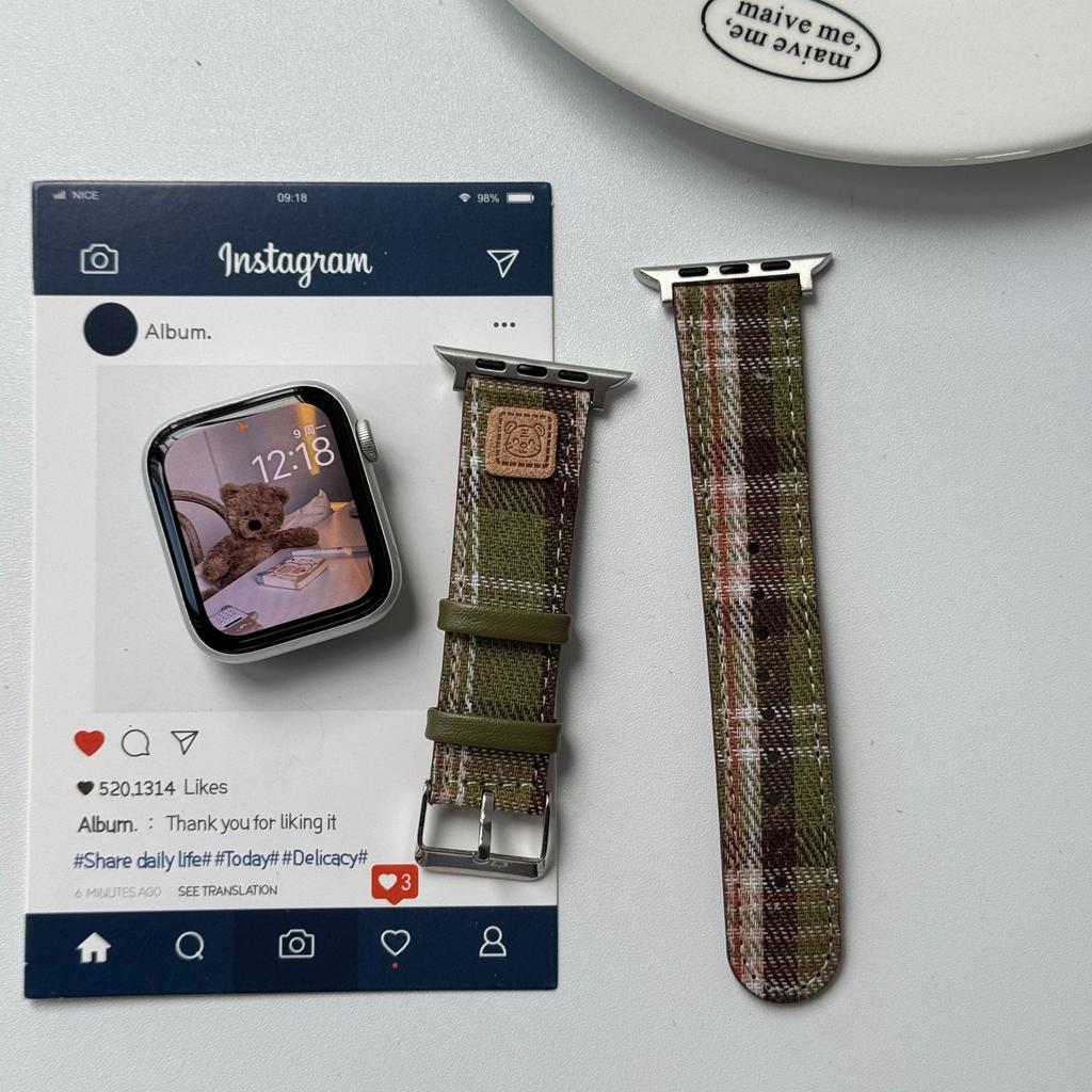 Cute Rabbit Bear Plaid Strap For Applewatchs10 Apple Watch Iwatch789Se