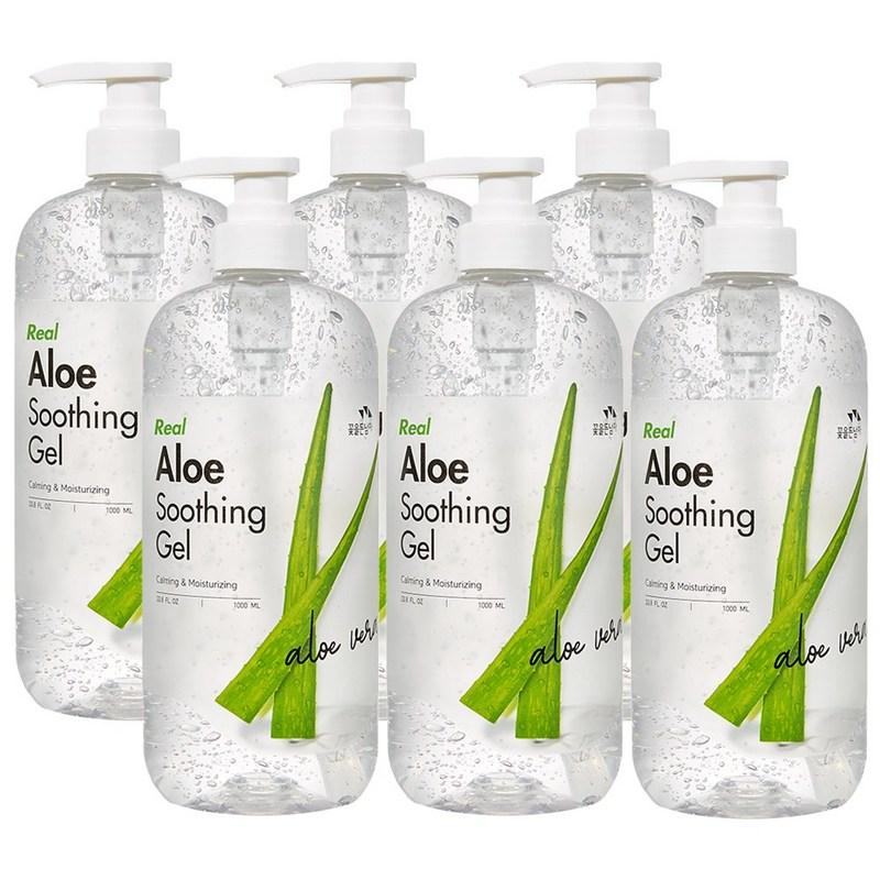 Man with Flowers Real Aloe Soothing Gel, Packed with Moisture for Extra Hydration 1000ml, 1L, 6 pcs