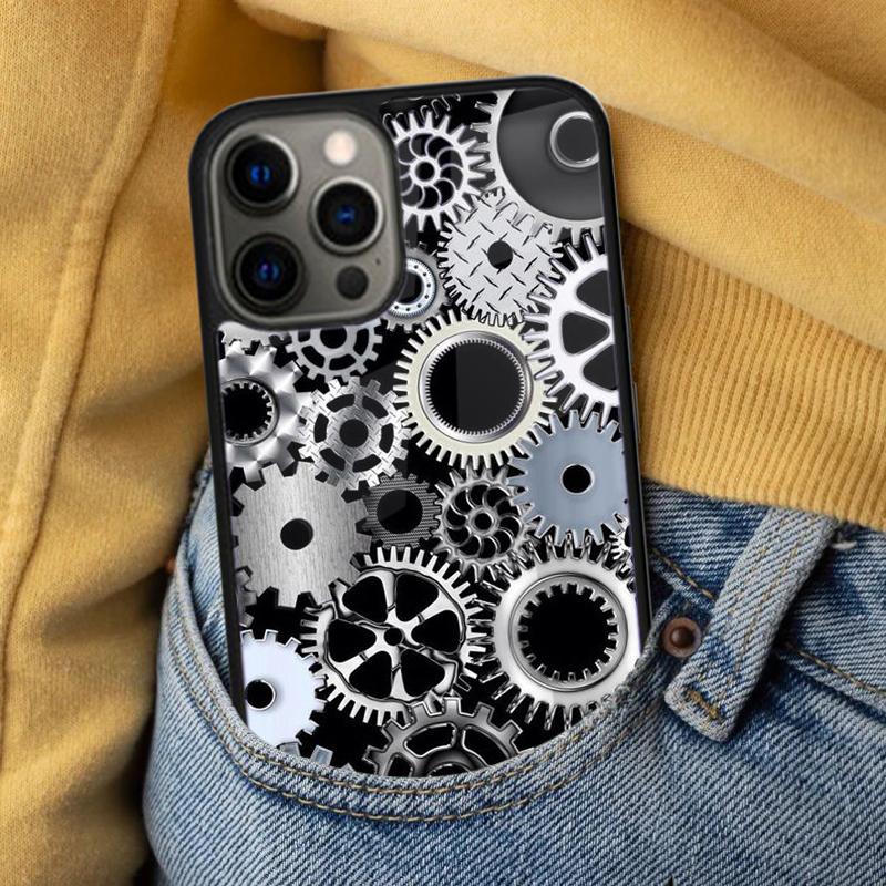 Steampunk Gear Mechanical Magnetic Soft Phone Case for iPhone 16 Promax 15 Pro 13 14 Plus 11 12 Mini MagSafe Coque