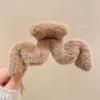 1PC Plush Grab Clip Black Elegant and Sweet Hairpin Plush Soft and Comfortable Simple Temperament Disc Hair Claw Clip Fashion Hair Accessories