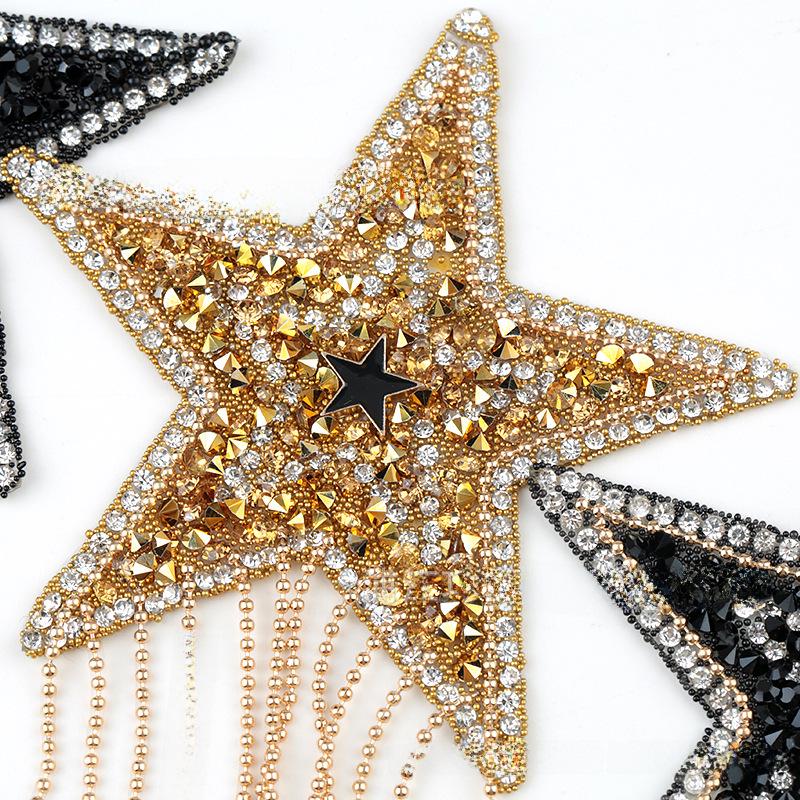 Star-Shaped Rhinestone Resin Patches: 5-Piece Pack for DIY Clothing Accessories