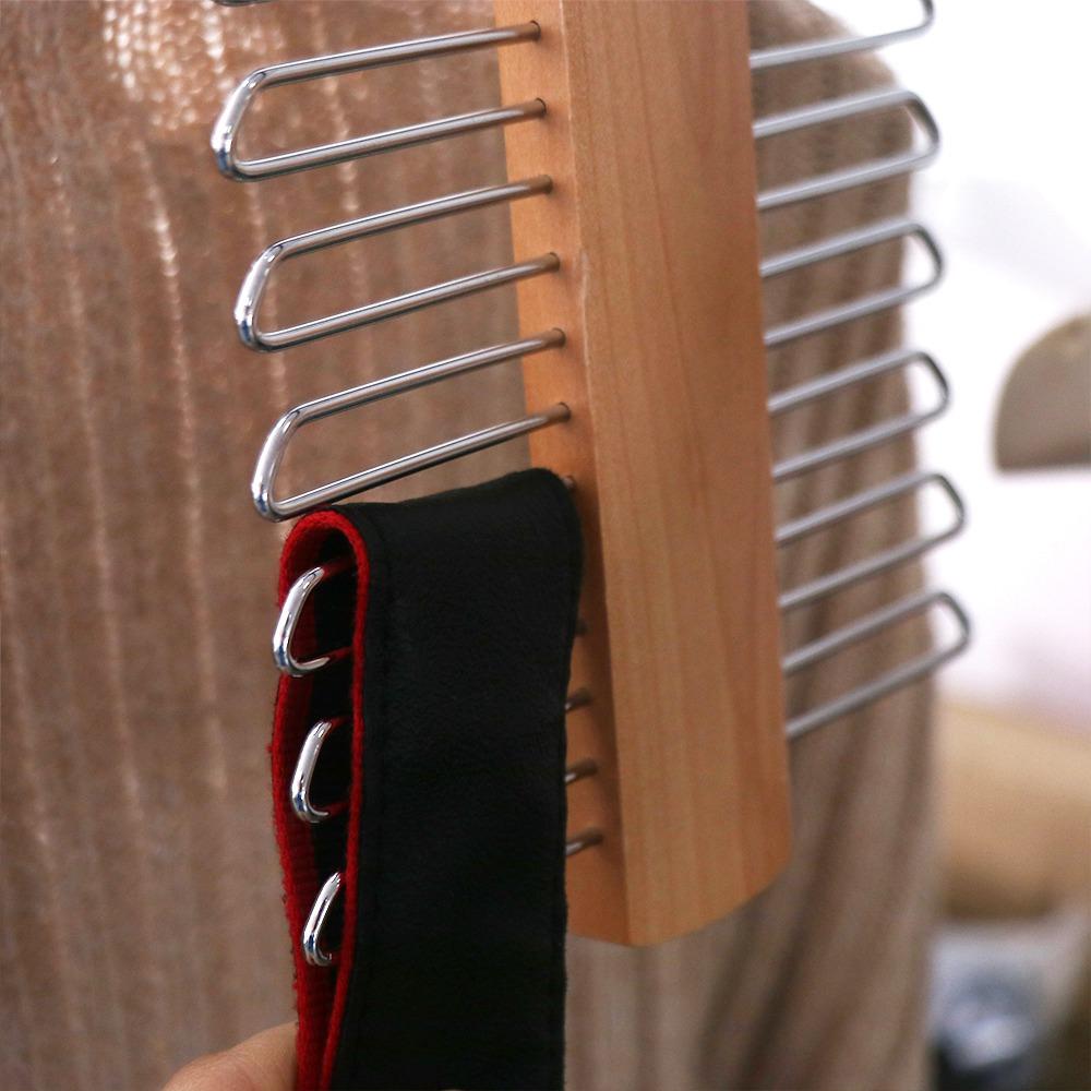 Creative Wooden Tie Hanger 20 Bar Double Tie Rack Non-slip Space Saving Silk Scarf Belt Organizer Rack Cabinet