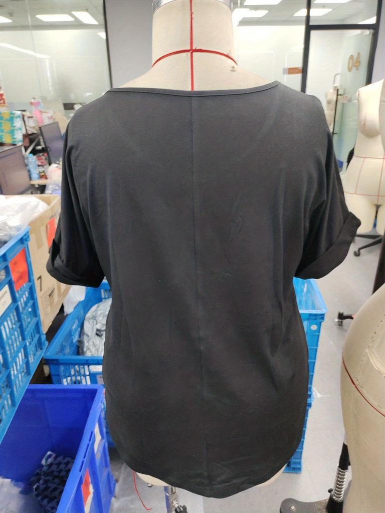 2026 Spring-Summer Solid Color Plus Size Women's Zipper Pocket Short Sleeve Loose T-Shirt