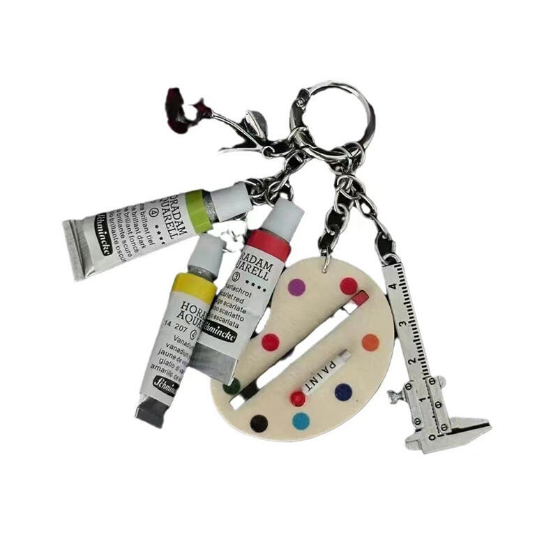 Art Watercolor Paint Palette Keychain Bag Charm Key Ring Goods