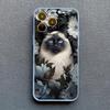 Art Painting Rose Cat Phone Case For iphone 15 14 Plus Pro Max 13 12 Mini 11 Pro MAX XS X XR 8 7 SE 2020 Shockproof Shell Cover