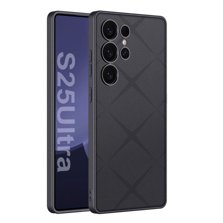 GKK Asterism Metal Paint Skin Feel Leather Full Coverage Phone Case For Samsung Galaxy S25 Ultra 5G чёрный