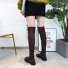 Lace-up with Laces Thigh High Elegant Low Heels Footwear Above Over The Knee Women's Boots Leather Round Toe Shoes for Woman Hot
