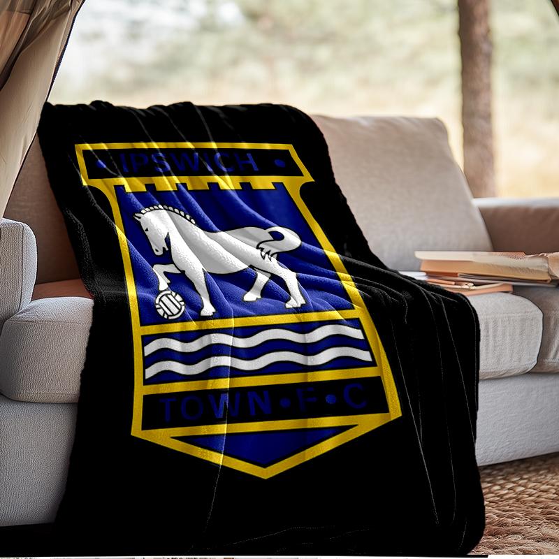 FC Ipswich Crest Blanket Lightweight Ideal Bedding Blanket Perfect for Travel, Camping, Living Rooms, Offices, Sofas, Fan Christmas Gift