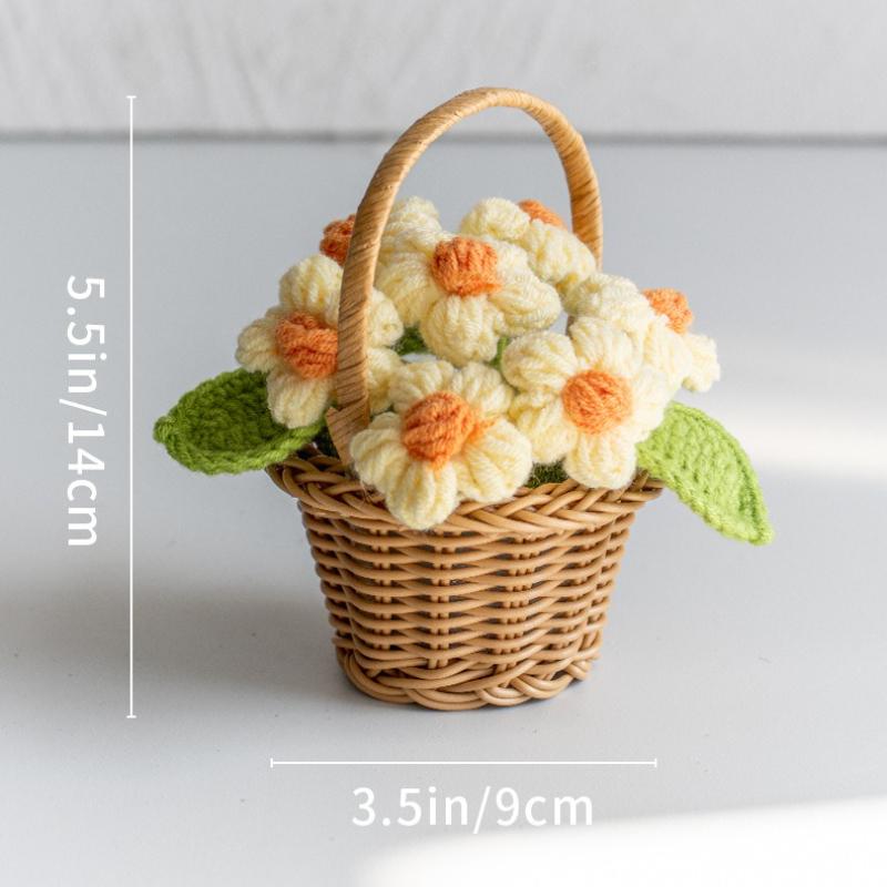 Vaso Fiori Uncinetto Carino Fatto a Mano Fiori Artificiali Creativi Fiori Lavorati a Maglia Conservati Decorazioni Ornamenti da Scrivania per Ufficio