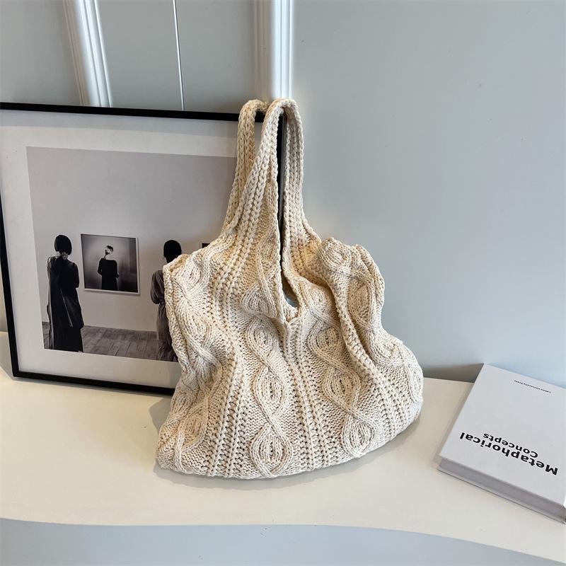 Handmade Knitted Cross-Stitch Tote: Versatile Women's Cross-Body and Shoulder Bag