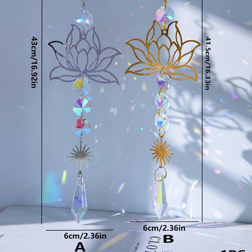 1PC Natural Stone Sun Catcher Crystal Wind Chimes Amethyst Lotus Hanging Window Garden Party Decorations