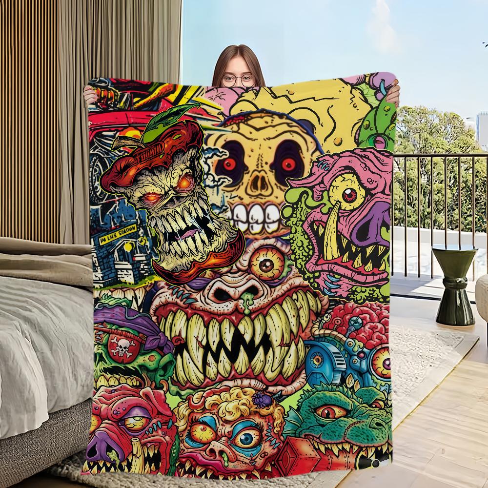 

Cartoon Game Art Horror M-Madballs Skull Blanket Flannel comfort soft plush blanket For Picnic Beds Sofas Homes And Bedrooms 30x40in