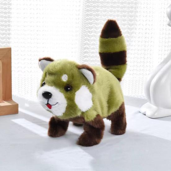 Electric Plush Red Panda Toy Interactive Walking Tail Wagging Raccoon Doll Handmade Toddlers Educational Simulation Stuffed Animal Toy
