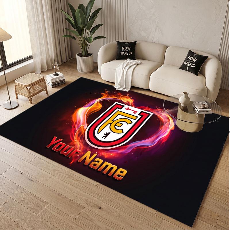 Custom Rug Union Berlin Pattern Print Name Text Soft Non‑Slip Floor Carpet for Home Indoor Decoration