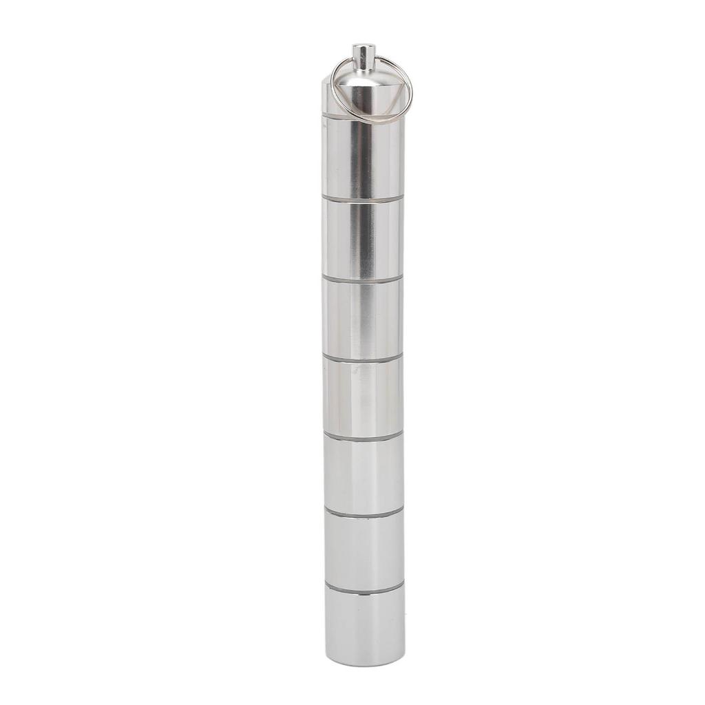 7 Days Weekly Medicine Box Aluminum Alloy Waterproof Keychain Pill Holder Case for Supplements