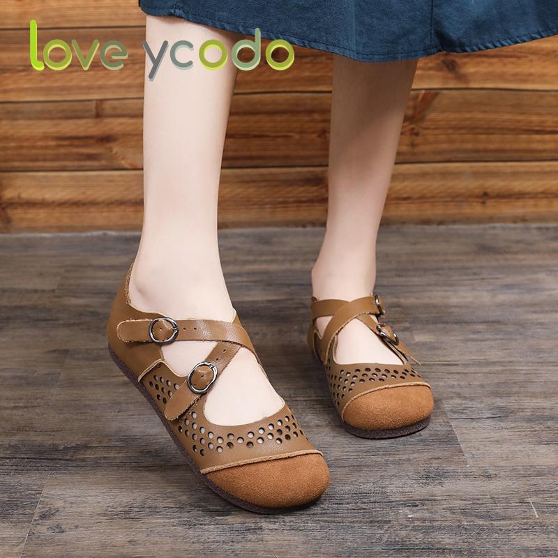 Love Ycodo Brand pentru femei de vară din piele naturală Talpă moale Mocasini și sandale confortabile