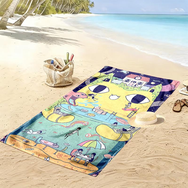 OMORI Theme 2D Flat Print Beach Towel, Large Soft Quick Dry Towel for Beach Camping SwimmingXSTJ0915177