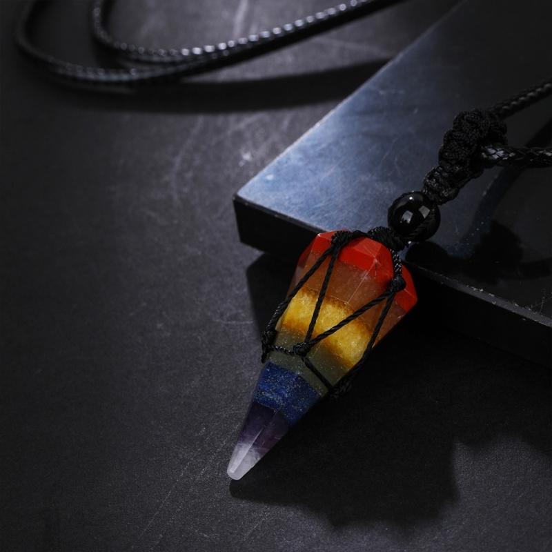 Hexagonal Cone Mesh Pendant Necklace With Natural Opal Gemstones Elegant Portable Jewelry for Women