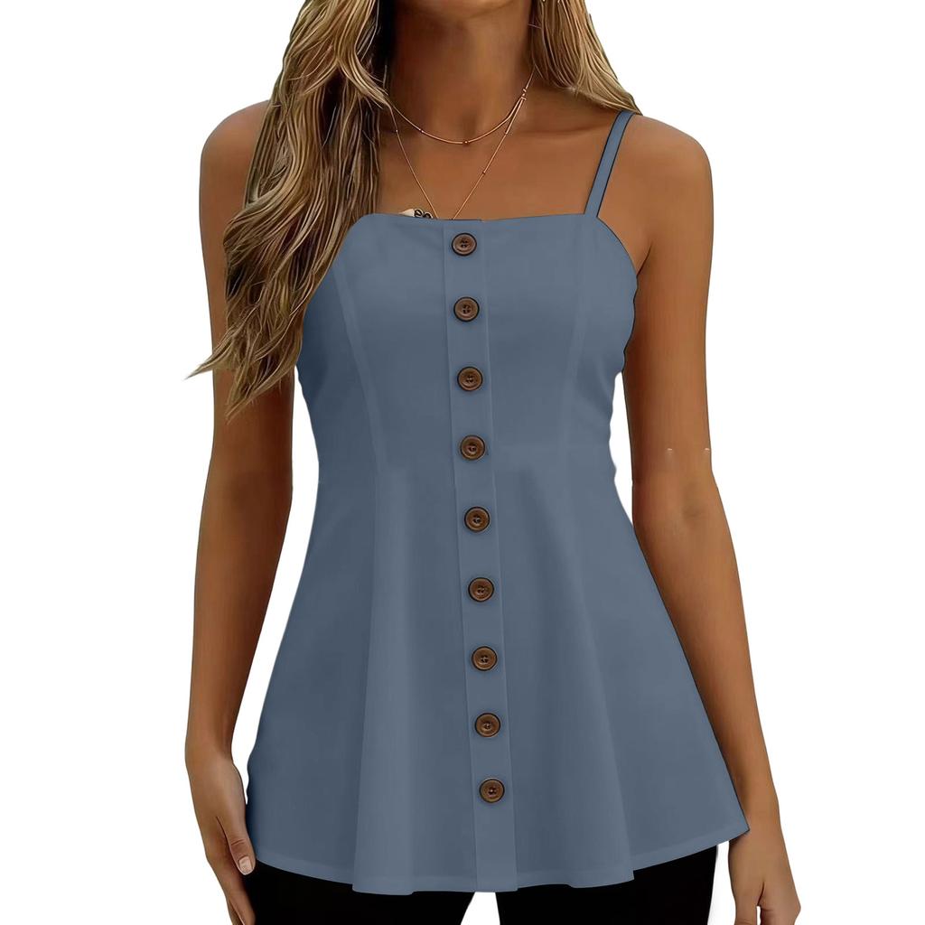 Women's Fashionable Button-down Sleeveless Vest Top