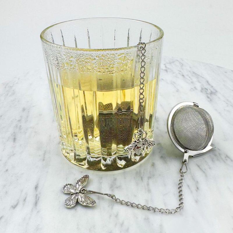 2Pcs New Stainless Steel Tea Infuser Butterfly Bee Chain Tea Filter Creative Mesh Ball Tea Strainer Coffee Herb Spice Diffuser