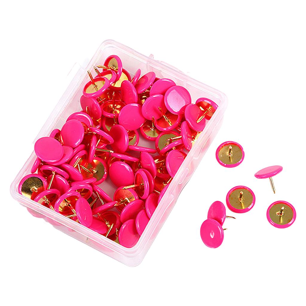 100pcs Colored Flat Thumb Tacks Roundness Plastic and Metal Flat Thumb Tacks for Office School & Personal Use