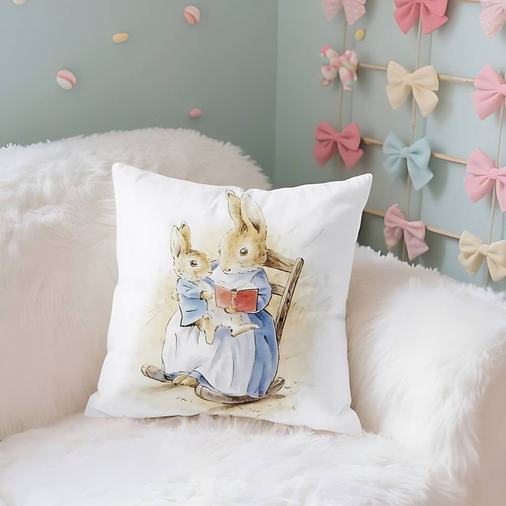 PPeters RRabbits Case Plush Fabric Soft Pillowcase Double Sided Print Cushion Cover Household Gifts