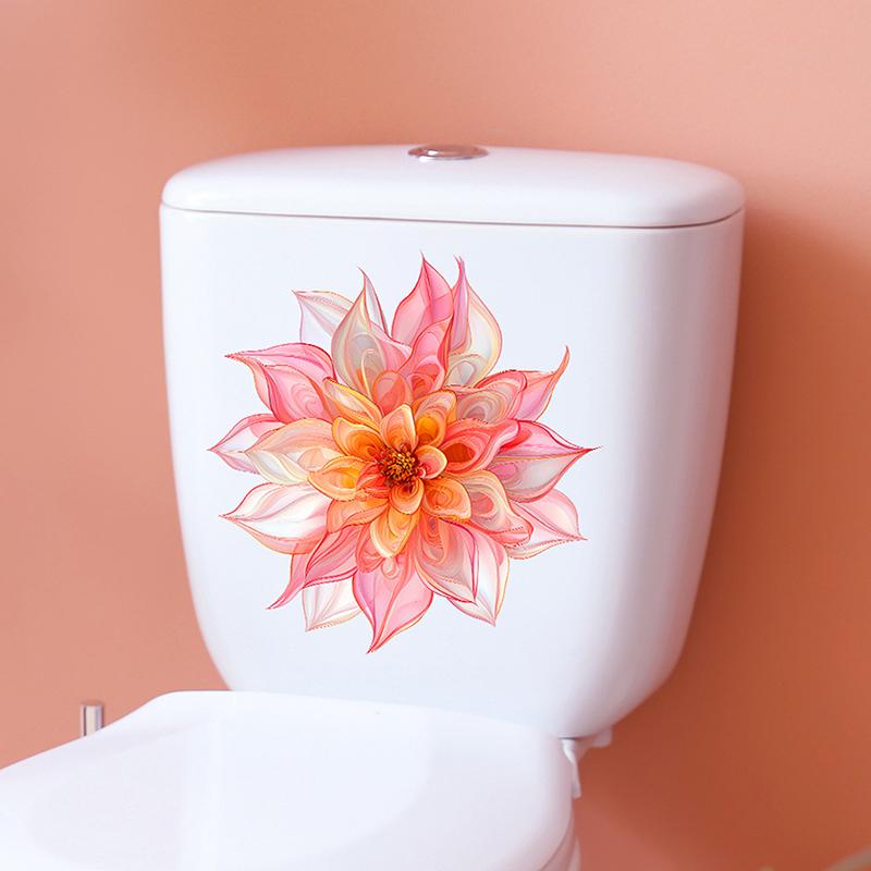 1Pc Luminous Lotus Toilet Sticker, Creative Self-Adhesive Wall Decal For Bathroom, Waterproof Luminous Decoration