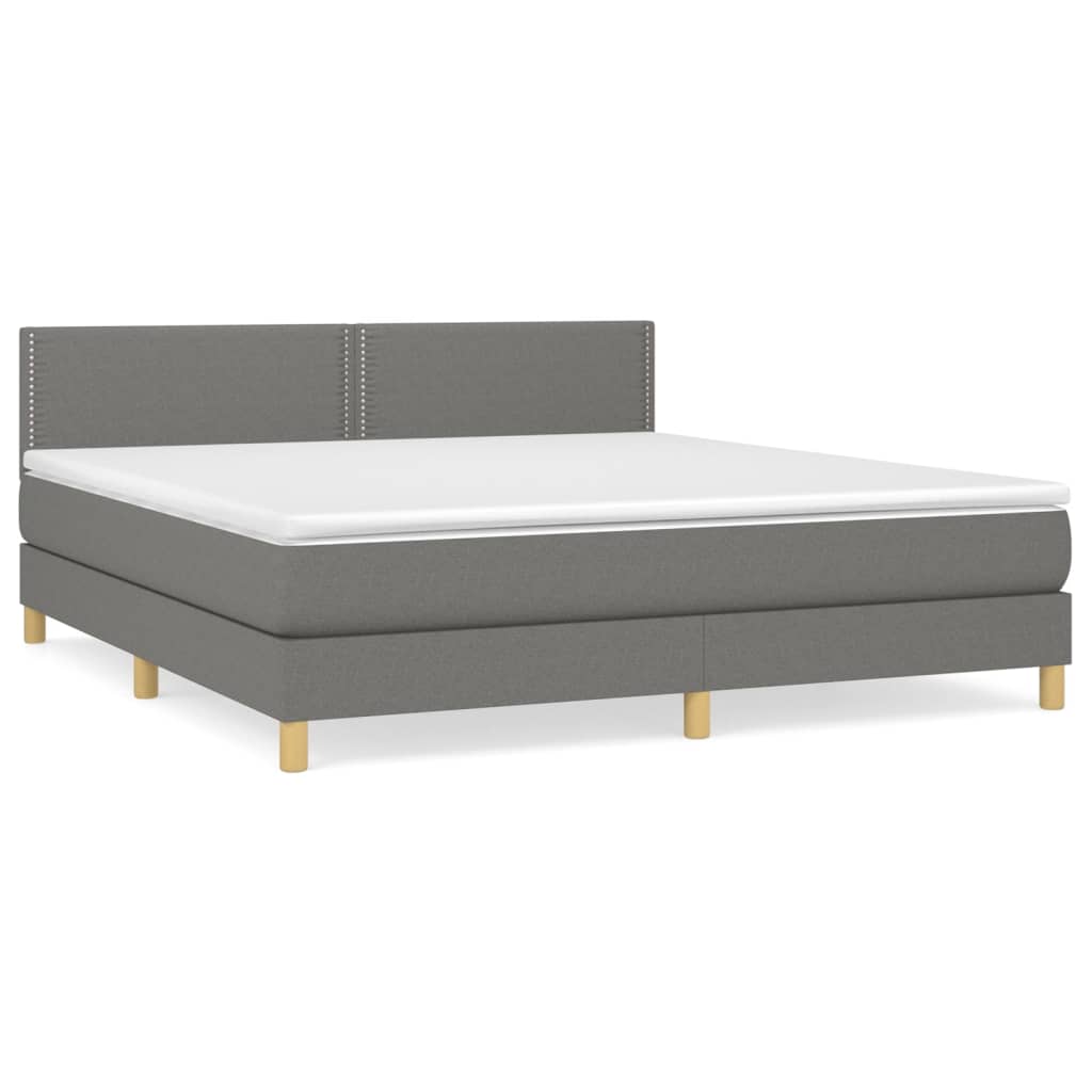 Box Spring Bed with Mattress Dark Gray 180x200 cm Fabric