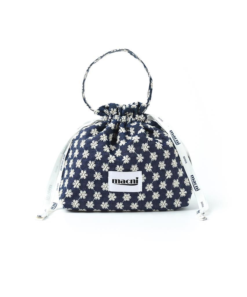 Macni Flower Garden String Pouch Bag Blue