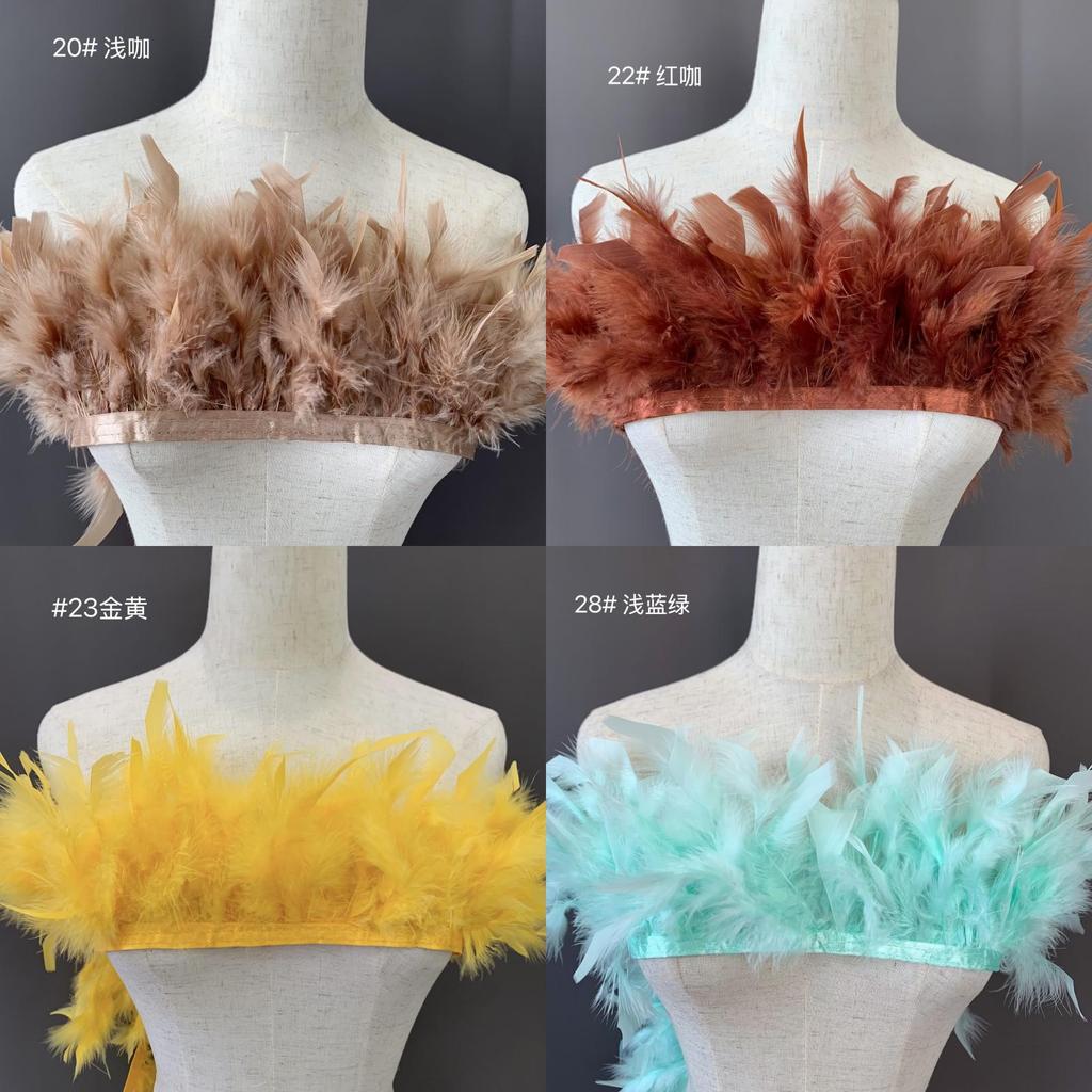Multicolor Turkey Feather Fringe For Clothing Crafting Stage Show Decorations Diy Apparel