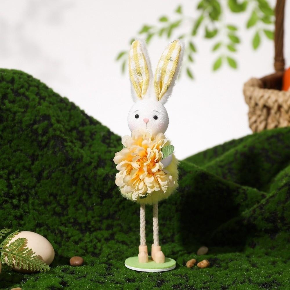 Happy Easter Standing Easter Bunny Ornament Cute Colorful Bunny Decor Cartoon Handmade Bunny Figures Baby Shower