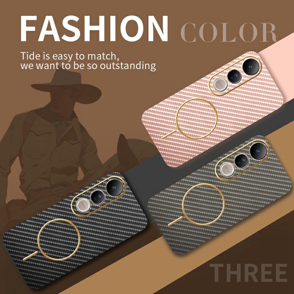 For vivo V50 Lite 4G/5G Phone Case Carbon Fiber Textured Electroplated TPU Back Cover