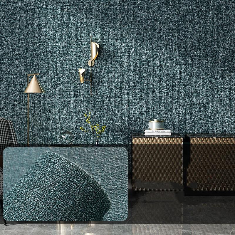10 Meters / Roll 3D Self-adhesive Thicken Waterproof Wallpaper Linen Textured Pure Color Home Decorative Refurbished Sticker