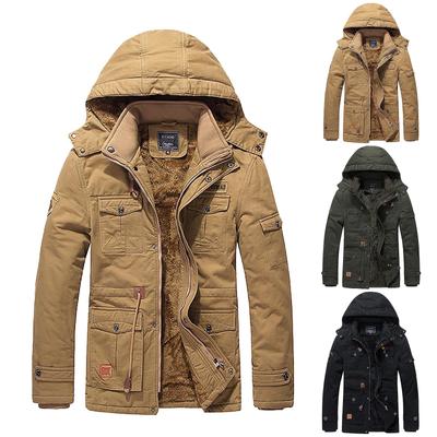 Men's Winter Hooded Windproof Solid Long Sleeve Soft Coat  Jacket