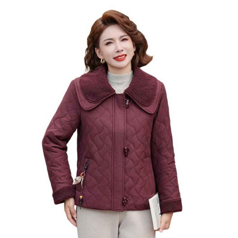 Winter New Fashion Loose Cotton-padded Clothes Light Horn Buckle Lapel Jacket Temperament Loose Short Cotton-padded Clothes