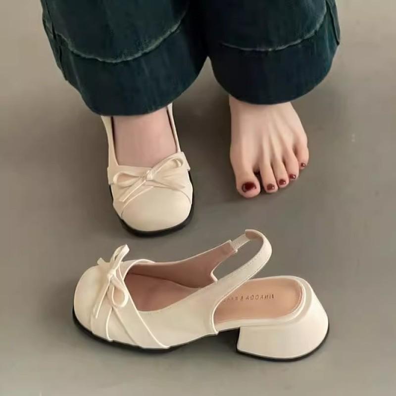 Baotou thick heel sandals women's summer wear bow with skirt Mary Jane single