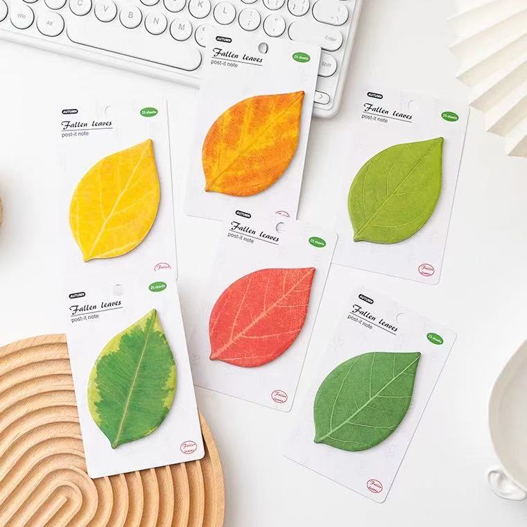 Special Shaped Sticky Notes Cross Border Leaf N Time Stickers with High Grade Sense and Strong Stickiness Leaf Memo Message