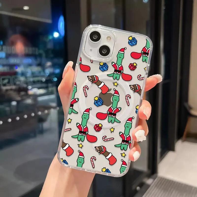 

Christmas Cute cartoon dinosaur Joguman Magsafe Magnetic Phone Case for iPhone 16 15 14 13 12 11 8 7 Plus Pro Max X XR XSMax Tpu iPhone 12 Mini
